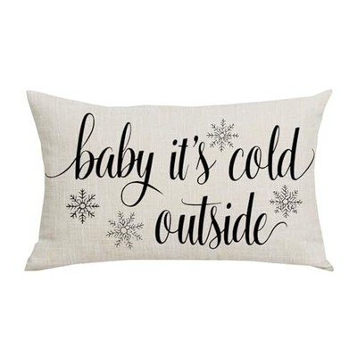 Black Word Art Baby It's Cold Outside Snowflakes Winter Home Sofa Chair Bed 