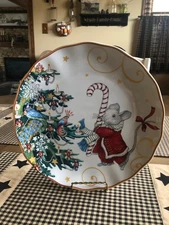 NEW-(1) Williams Sonoma Twas the Night MOUSE Porcelain Dinner PLATE-10.75"