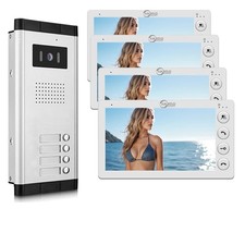 Wired Video Door Intercom System: 4 Monitors with 7-Inch Screen for Apartment
