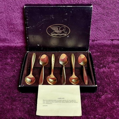 Vintage 6er Set 23 Karat vergoldete Teelöffel Made in Japan im Originalkarton