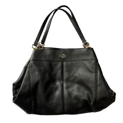 NEW! Coach Lexy Large Pebble Leather Black Shoulder Bag Purse