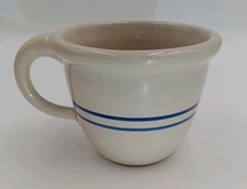 Martinez Pottery Lg. Stoneware Coffee/Soup/Chili  Mug Heritage Blue Stripe Round