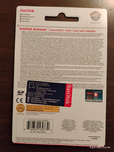 SanDisk Extreme Micro SD Memory Card 64GB SDSQXAH-064G-GN6MN GoPro Drones 160MBS - Picture 2 of 3