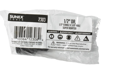 Sunex Tools 1/2'' Drive 1/2'' Female x 3/8'' Male Super Adapter 2303 Tool