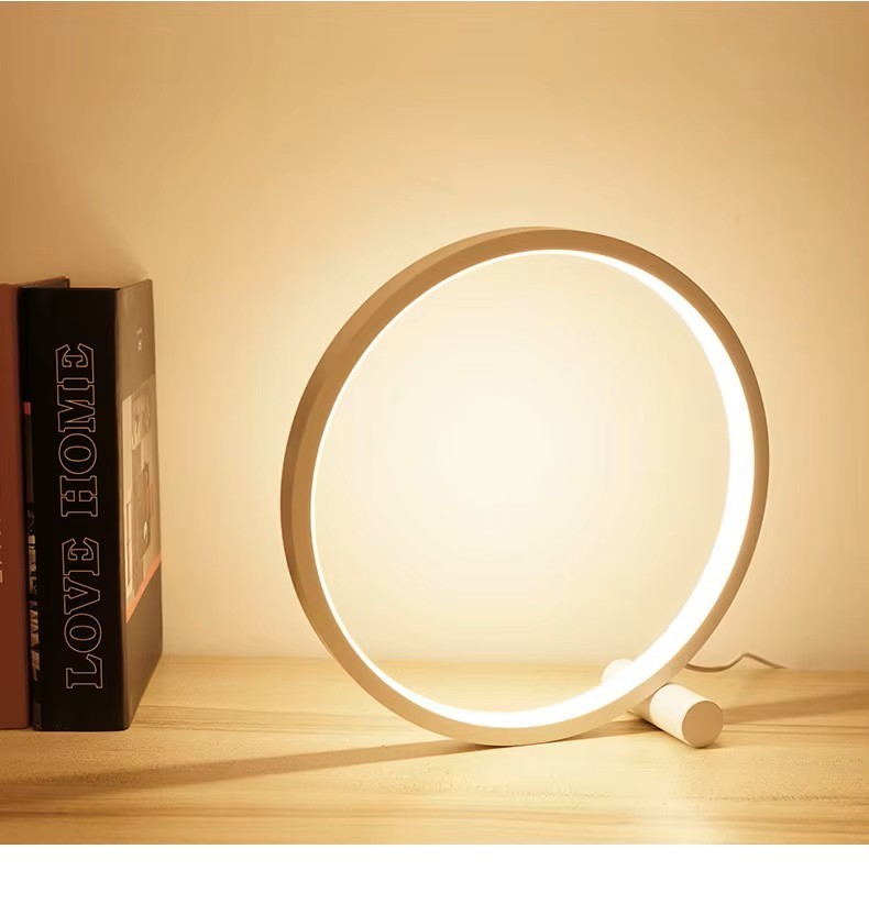 Lampe de Table LED Circulaire pour Table de Chevet Luminaire Tactile Intensité Variable avec USB