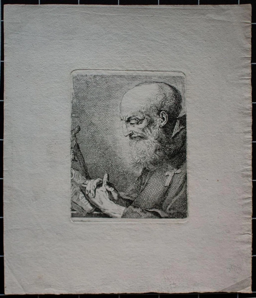 Benigno Bossi nach Heiliger Männerporträt Sankt Antonius Original Kupferstich - Bild 2 von 4