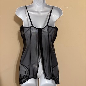 Shirley of Hollywood Vintage Lace Black Chemise Lingerie L