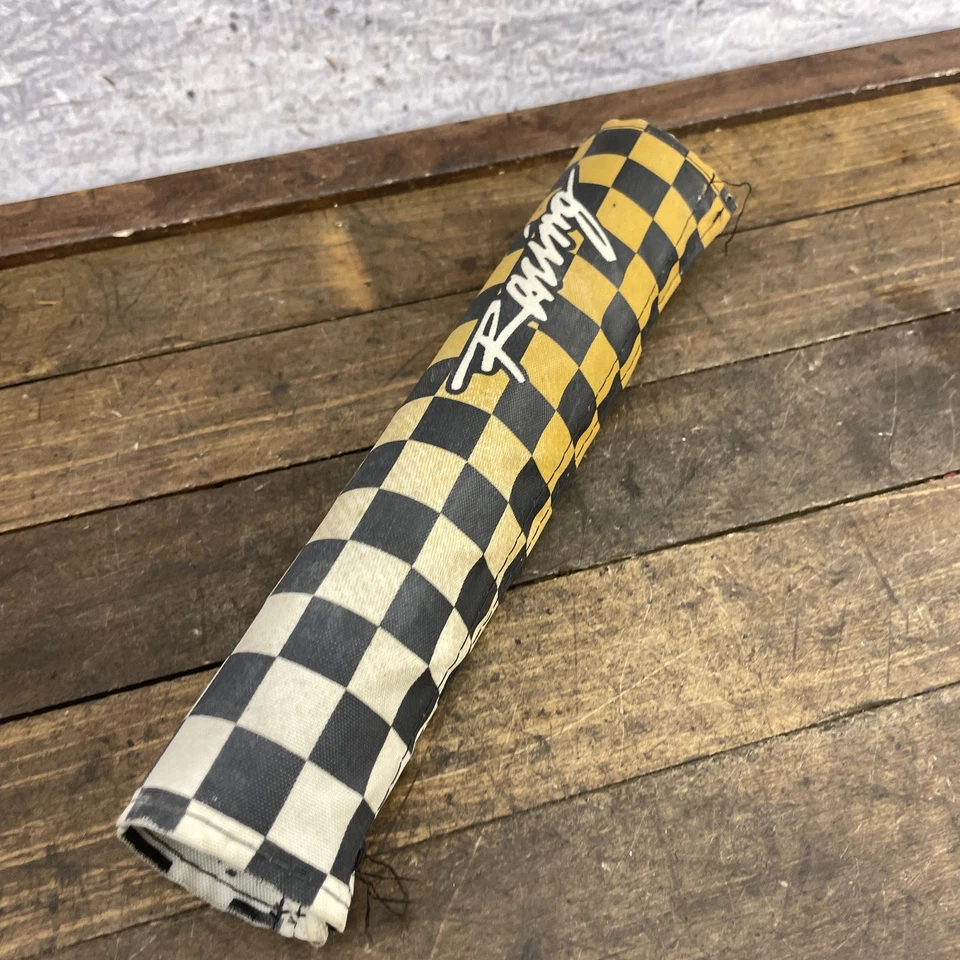 BMX Motocross Handlebar Crossbar Frame Pad Checkered Black Yellow Racing Cover - Image 4 of 4