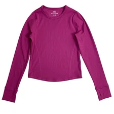 Abercrombie Kids YPB Long Sleeve Top 11 12 Pink Ribbed Athletic Stretch