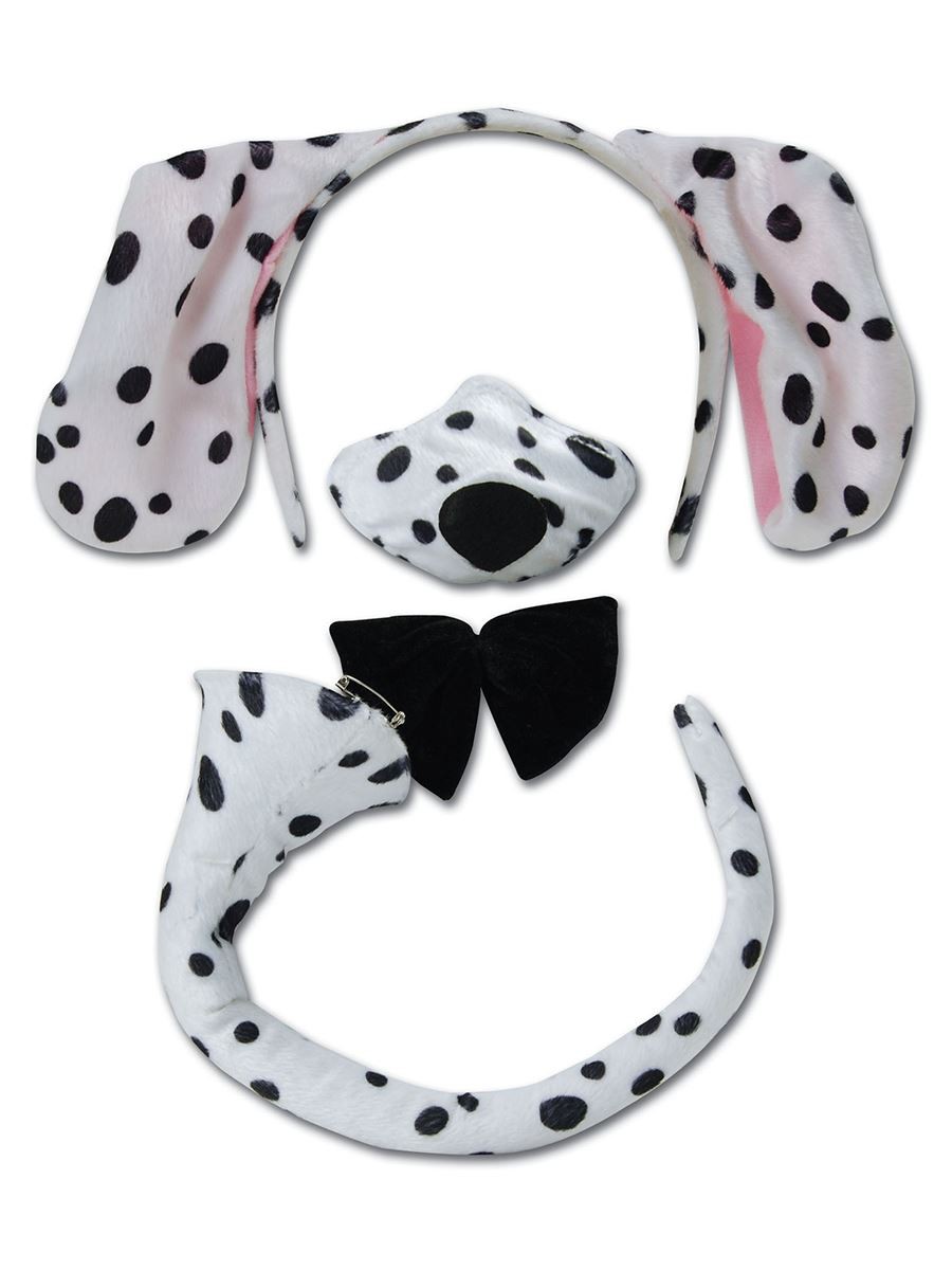 Dalmatian Dog Ears on Headband Nose & Tail Animal Fancy Dress Costume Accessory