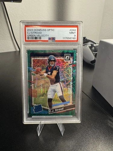 2023 Panini Donruss Optic Rated Rookie C.J. Stroud PSA 9 Green Velocity Prizm RC