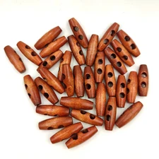 50PCS Wood Olive Button Horn Toggle Buttons, 30×10mm with 2 holes for coats, swe