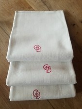3pcs Linen Oversized Towel 1900 Damask Gloss Linen Monogram Tea Towel 