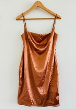 Fashion Nova Woman's Satin Spaghetti Strap Mini Dress, Copper, XS/2