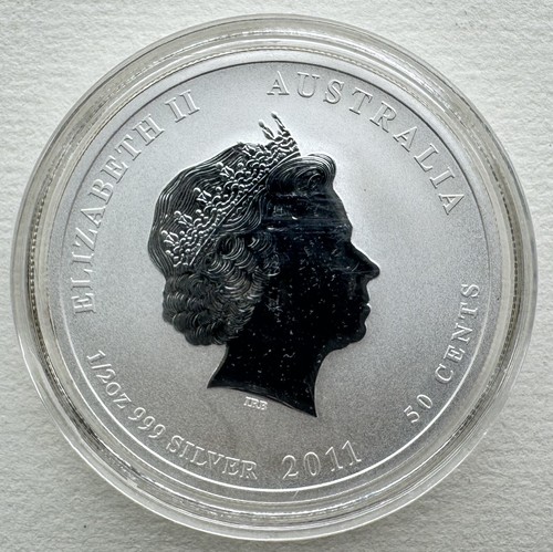 Australia Perth Mint 2011 Lunar Chinese Rabbit Zodiac Color Silver Coin 1/2oz B - Picture 2 of 2