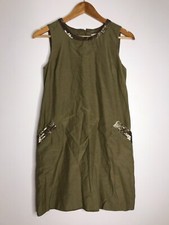 Ann Taylor LOFT Women Size 4 Green Silk Blend Sequins Sleeveless Zip Dress FLAW