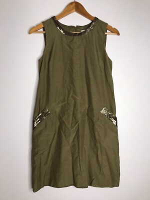 Ann Taylor LOFT Women Size 4 Green Silk Blend Sequins Sleeveless Zip Dress  FLAW | eBay