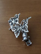 A Rare Piece Of Double Black Crystal Rhinestone Butterfly Hair Clips Pin New