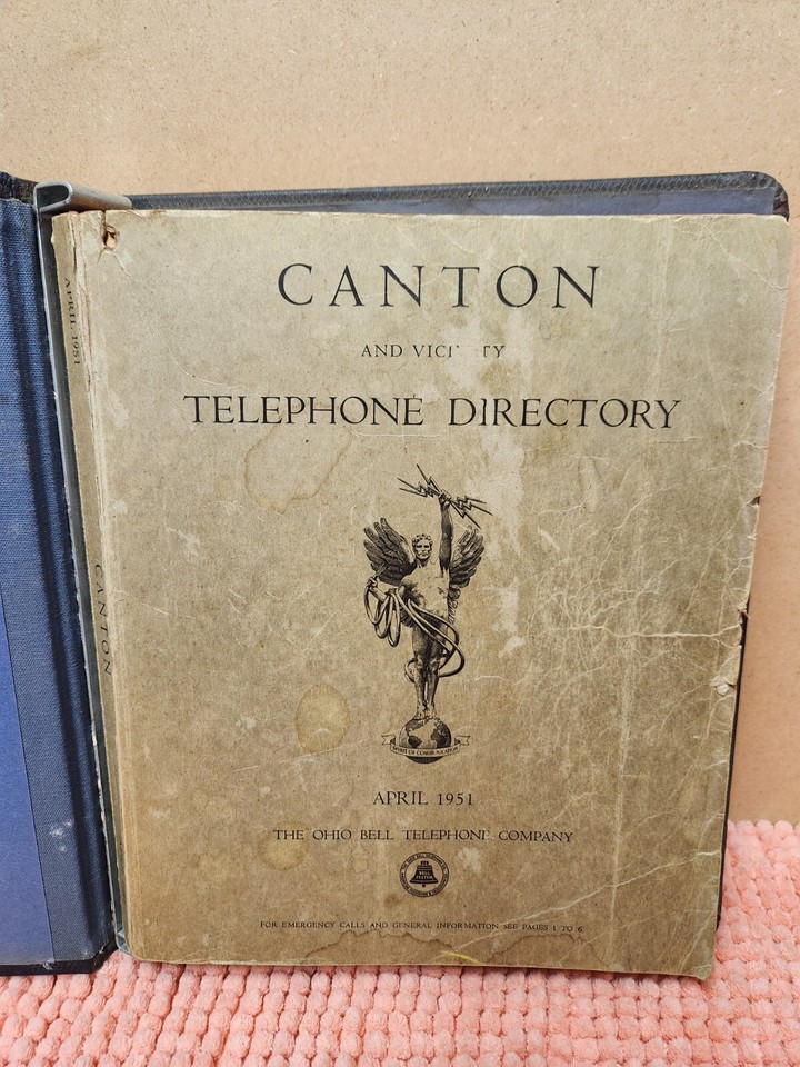 VTG 1951 Canton Ohio Phone Book Telephone Directory April 1951 Hardback