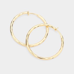 Authentic Clip on Hoop Earrings Women 2" White or Gold Plated Hard to Find Clip-ons SC