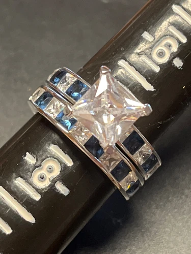 925 Art Deco CZ Rings, Bridal Set Style, QVC, Size 7