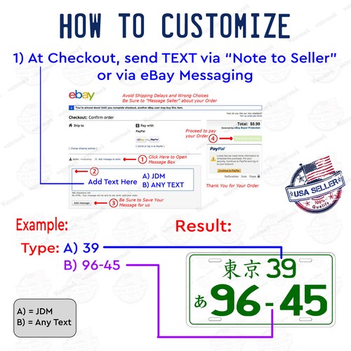Shizuoka Japanese JAPAN Customize LICENSE PLATE TAG JDM Auto ATV - Black & White - Bild 21 von 25