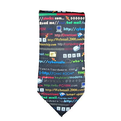 Addiction Tie 59x4 Computer Cyber Cafe Digital Online Net Surfing Web AI GPU CPU