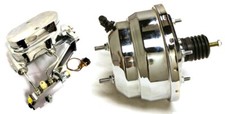 Chrome 7 Dual Power Brake Booster W Flat Top Master Cylinder Drum Drum Valve