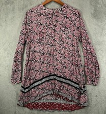 Anthropologie EN CREME Dress Womens Small Boho Mini Dress Red Floral Long Sleeve