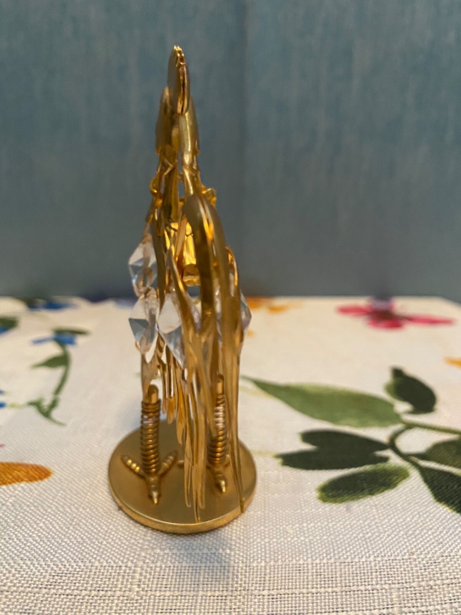SWAROVSKI CRYSTAL ELEMENT STUDDED BOUNCING ROOSTER FIGURINE 24K
