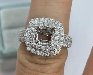 Authentic 1.90Ct Lab Created Diamond Mounting Engagement Ring 14K White Gold Plated