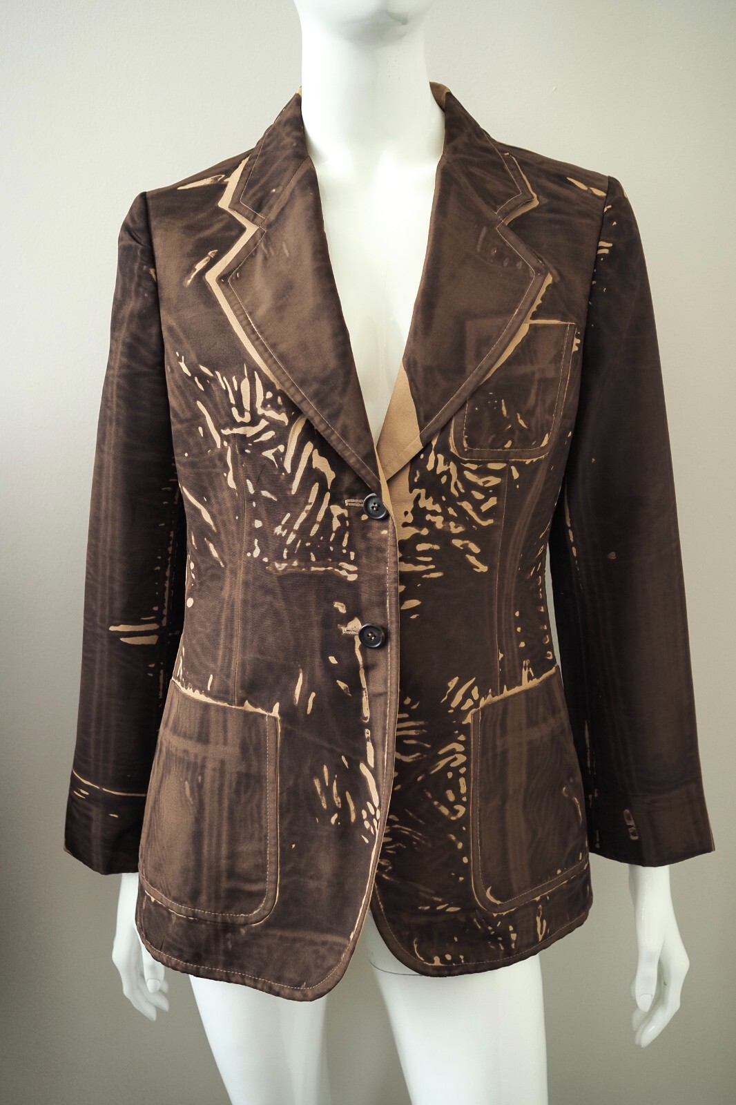 PRADA vintage acid bleached brown silk blazer jacket rare IT42 UK10 image 7