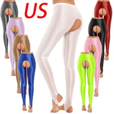 Womens Open Crotch Butt Legging Trouser Open Butt Leggings Long Pants Party