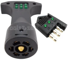 4 WAY FLAT & 7 WAY ROUND TRAILER WIRING TESTER LIGHT BRAKE TAIL TURN SIGNAL SET