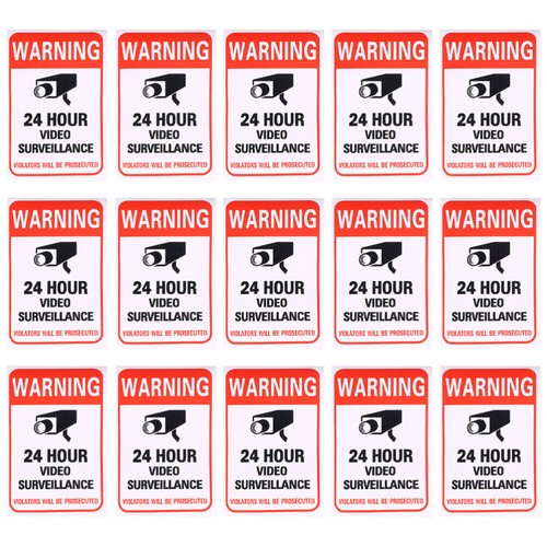 100 Pcs Monitor Warning Stickers Adhesive Video Surveillance Sign Warming