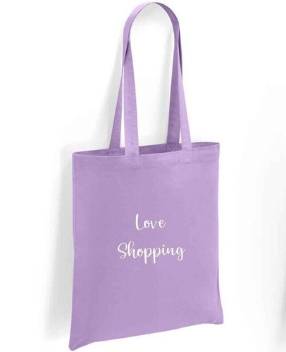 Love Shopping Print Tote Shopping Bag 100% Cotton with long handles - Picture 8 of 11