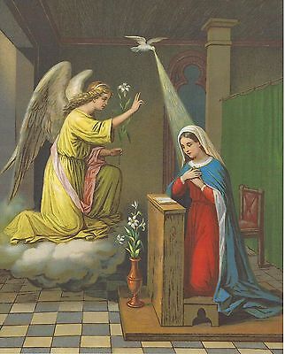 Catholic Print Picture THE ANNUNCIATION Virgin Mary and Archangel Gabriel 8x10&quot; | eBay