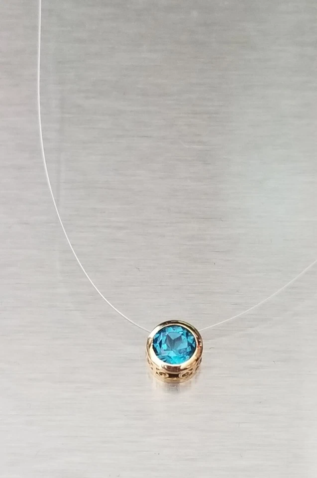 QVC 14k Oro Amarillo Diamonique dqcz Invisible Flotante Ilusión Colgante Collar