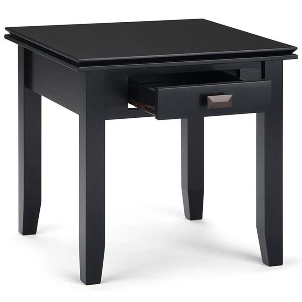 Simpli Home Artisan Solid Wood 21 " Square Transitional End Side Table in Black - Image 4 of 4