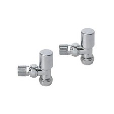 Radiator Valves X2 Chrome Angled Heated Towel Rail 15mm Central Heating Twin Tap