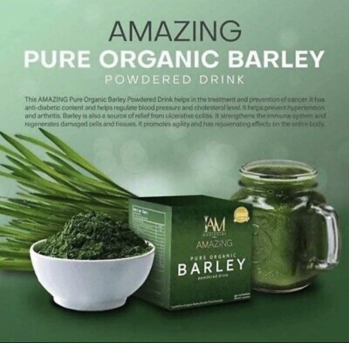 💯❤️AMAZING PURE ORGANIC BARLEY Powdered Drink Mix- US