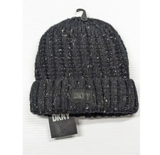 DKNY Women's Speckle Faux Fur Black Beanie O/S MSRP 48 