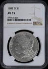 1887-O $1 Morgan Silver Dollar NGC AU 53
