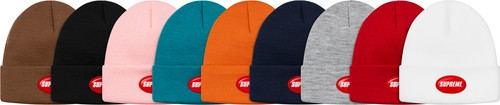 Supreme Rubber Patch Beanie Grey Black 