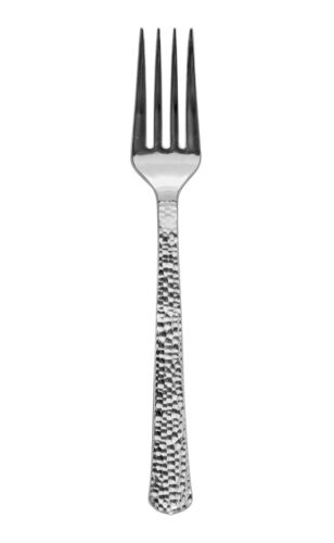 Silver plastic Heavy Weight Disposable Hammered Effe forks cutlery party - Picture 1 of 2
