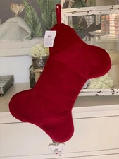 NWT Pottery Barn Classic Velvet Red DOG  Bone CHRISTMAS Stocking 🐶🎄