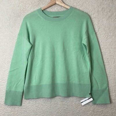 NWT Lands End Womens Cool Mint Cashmere Relaxed Fit Pullover Sweater XXS 
