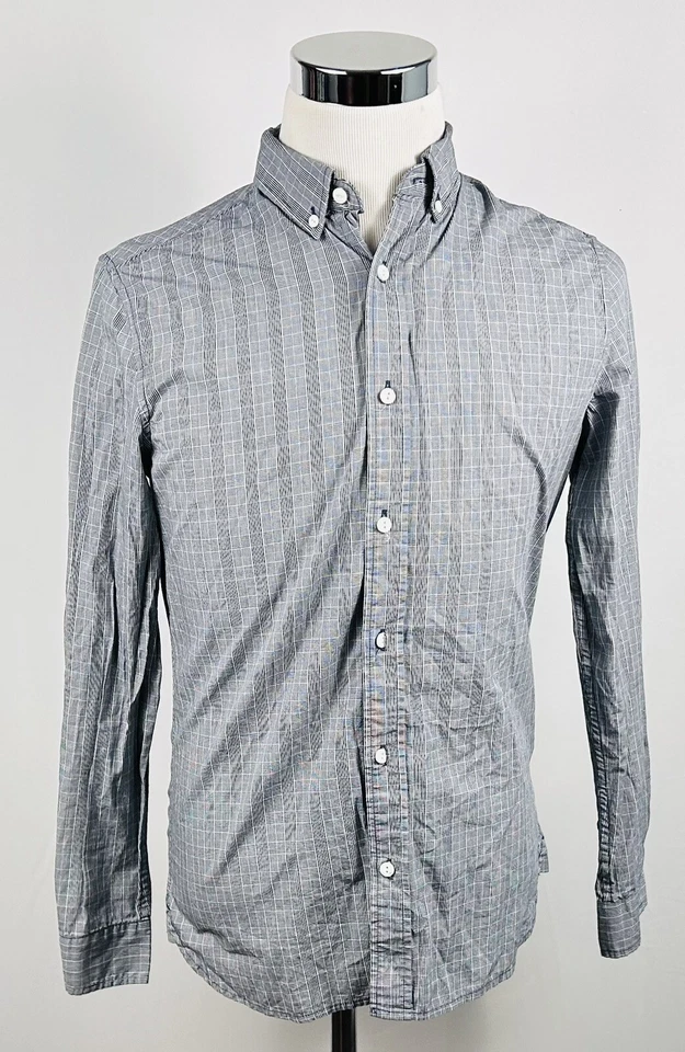 Маленькая повседневная рубашка Sperry на пуговицах черная белая клетчатая 100% хлопок - Изображение 2 из 4