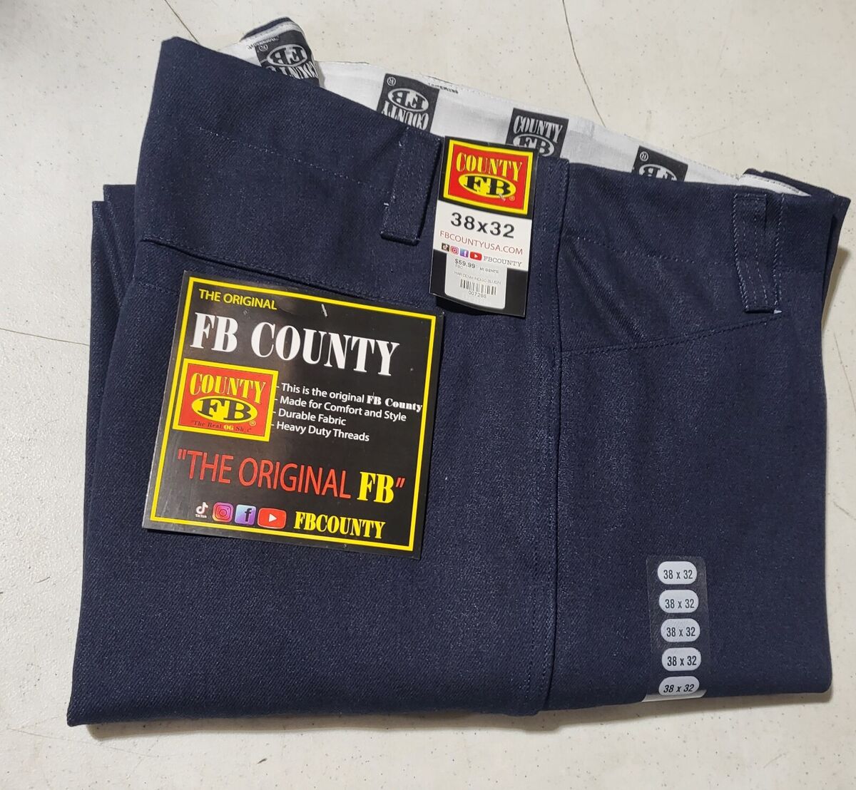 FB County Hard Denim Pants Indigo Black