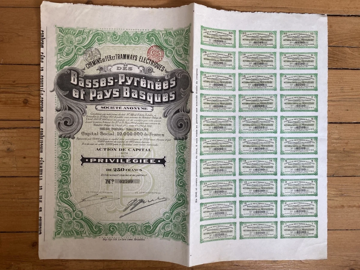 Ancienne Action De 100 Francs – SERVICES INTERNATIONAUX DES CHEMINS DE FER, 1900, France
